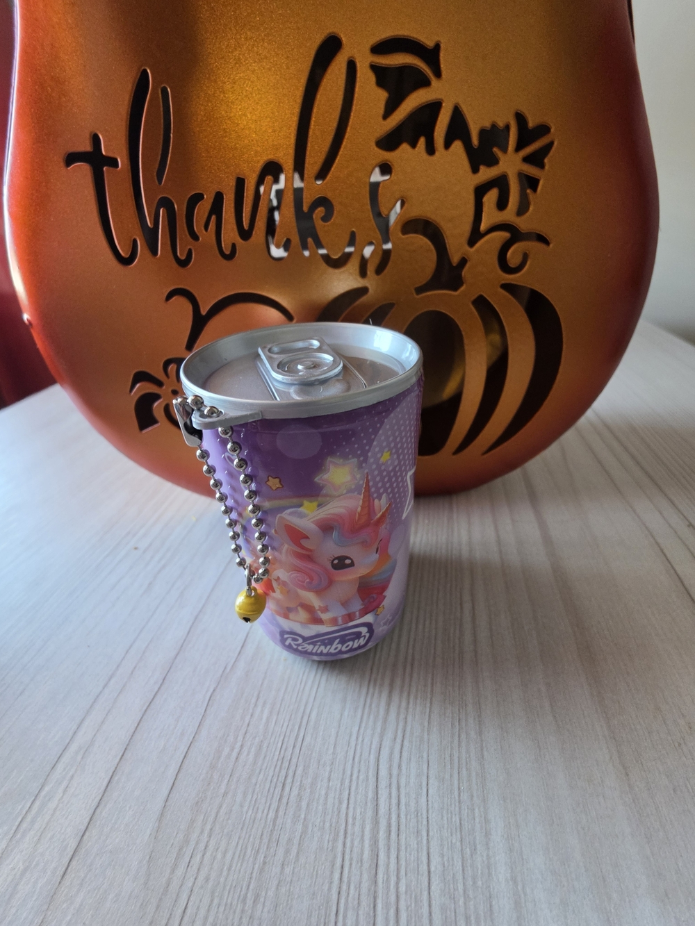 New Cute Unicorn Mini Soda Can Hand Wipes Keychain - Rainbow Character Moist Tow